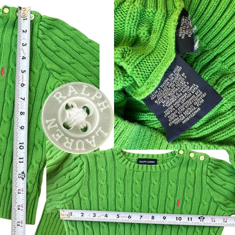 Ralph Lauren 100% Cotton Cableknit Sweater Kids Sz 6X
